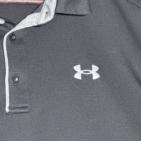 Under Armour Men's‎ Performance Polo Shirt Black Loose Fit XL Logo Golf Tennis - Picture 3 of 6